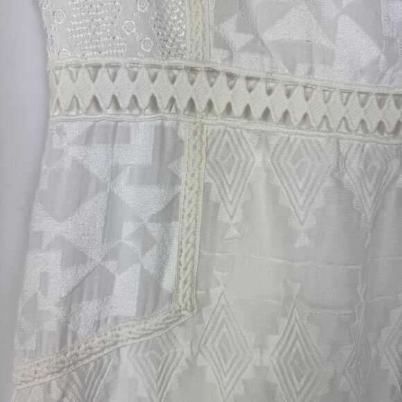 Anthropologie Eri + Ali White Lace Swann Midi Dress Embroidered Victorian 10 - Picture 6 of 13